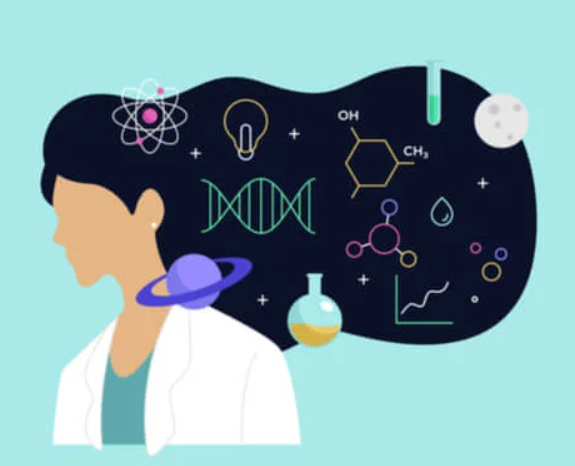 mujer y niña en la ciencia